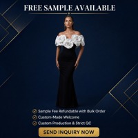 Maßgeschneidertes schwarzes trägerloses Abendkleid für Damen mit weißem Stoff, floral verziertem Oberteil und Kristall-Mittelteil – elegant, formell, Großhandel