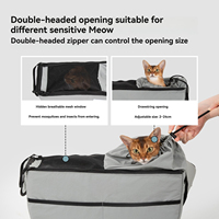 Fenêtre latérale en maille respirante, 360 °   Sac de transport respirant pour animaux de compagnie avec circulation d'air intégrée et fenêtre d'aération en maille dissimulée
