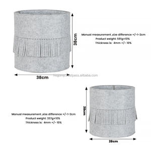 Washable Eco-Friendly High-End Nordic Felt Semicircle <b>Laundry</b> Basket with Tassel Foldable for Clothes and Toy <b>Storage</b> - Product Image 2