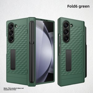 Cross-border new design phone case for Samsung Z Fold 6, featuring a skin-feel <b>PC</b> material, a pen slot, a <b>stand</b>, and a spring-lo - Product Image 6