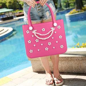 Dijes para bolso Bogg Flores decorativas Perlas y juego de cadenas para bolso de mano de goma para bolsos de playa simplemente sureños Decoración ostentosa - Product Image 6