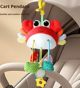 Jouet en peluche pour bébé, crabe, avec corde à tirer, <span class=keywords><strong>hochet</strong></span>, jouet à suspendre au lit, jouet de voiture pour nourrissons et tout-petits (0-3 ans), unisexe, en tissu - Product Image 1