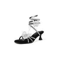 Sandales tendance d'été pour l'extérieur, à bout ouvert, à talon aiguille très haut, à enfiler, avec dos ouvert, en PU de couleur unie