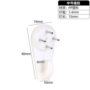 Creative Photo <b>Wall</b> Hanging Invisible <b>Nails</b> Plastic Slip Hook Single Hook 0 1kg Load Bearing No Drilling Required - Product Image 2