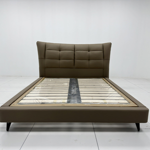 Modern King-Size Double Genuine Leather Adjustable Height Eco-Friendly Soft <strong>Bed</strong> <strong>Pine</strong> Wood <strong>Frame</strong> Minimalist Design - Product Image 6