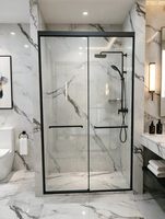 Cabine de douche coulissante haut de gamme en acier inoxydable avec cadre en verre et système d'amortissement, idéale pour les hôtels de luxe, les appartements et les villas