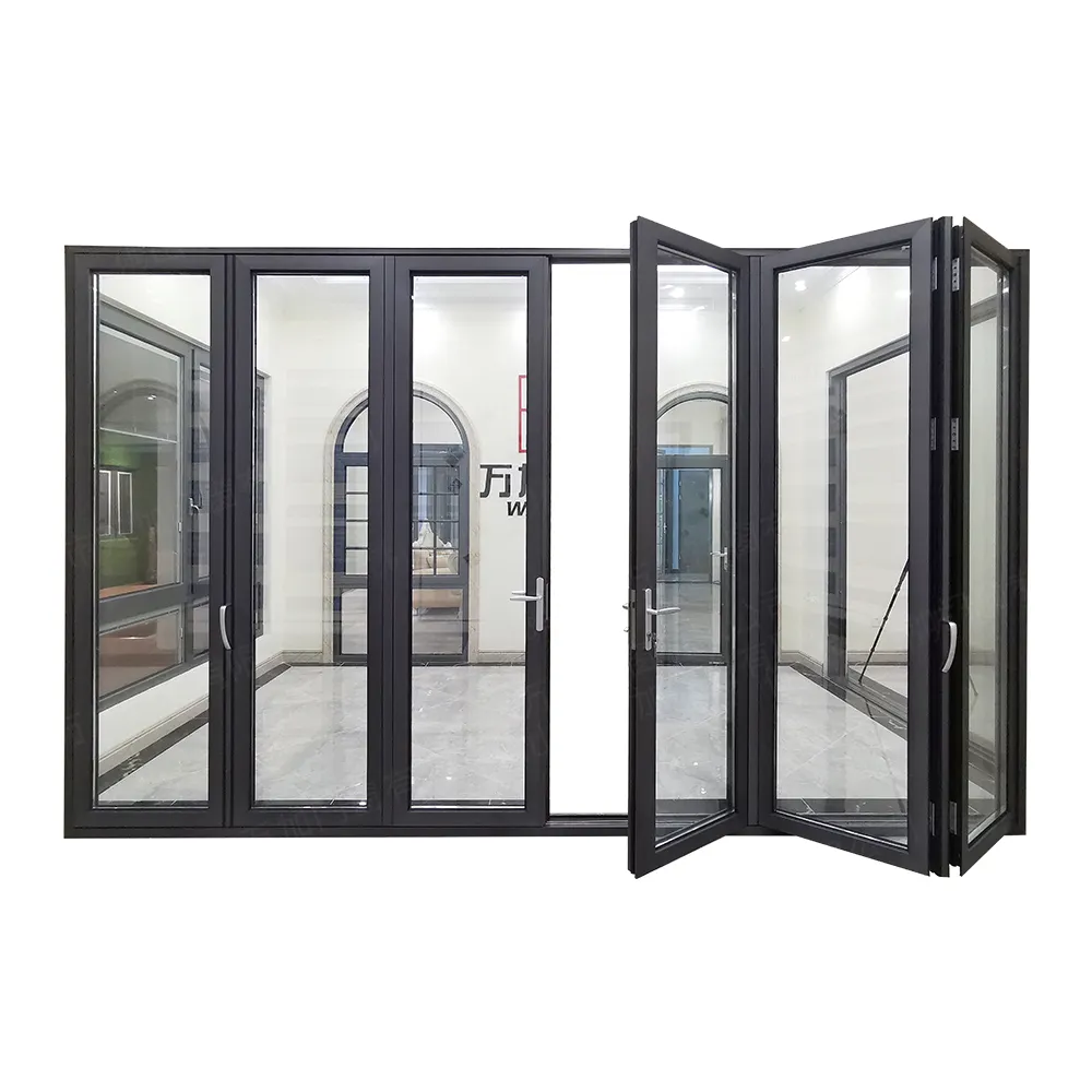 Island villa hurricane impact aluminum doors double glass stacked bifold accordion doors for houses