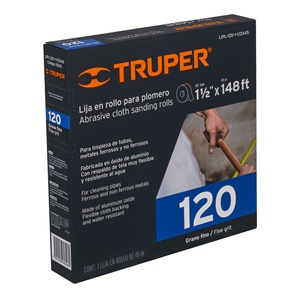 LIPL-120-1-1 Truper/2x45m rotolo di carta vetrata per idraulico a 120 graniglia 1-1/2 'attrezzatura per la pulizia larga - Product Image 1