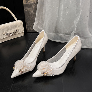 Nuevas Sandalias de Verano para Mujer, Zapatos de Tacón Alto con Pedrería Brillante y Malla, Calzado Elegante con Punta en Pico para Fiesta - Product Image 4