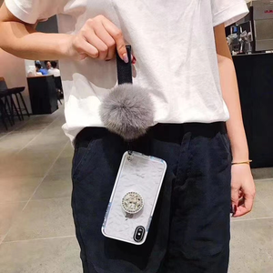 <span class=keywords><strong>Coque</strong></span> de téléphone apple à motif pompon 3D, étui à grilles en fourrure pour iPhone 13 12 11 Pro, XS Max, XR, X 8 7 Plus - Product Image 3