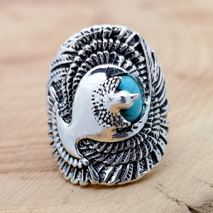 Eagle Design Vintage <b>Ring</b> <b>Men</b> Fashion <b>Ring</b> Retro Style Statement Finger Accessory Bold Design - Product Image 6