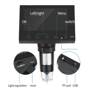 Microscopio Electrónico Digital con Pantalla HD de 4.3 Pulgadas y 1080P, Enfoque Manual, 8 Luces LED, Soporte Metálico, Control Remoto, 1000X <span class=keywords><strong>DM3</strong></span> PRO - Product Image 4