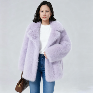 Veste en fourrure artificielle marron confortable et décontractée pour femme, en polaire épaisse, longue et confortable - Product Image 3