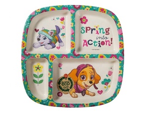 Plato <span class=keywords><strong>de</strong></span> cena <span class=keywords><strong>de</strong></span> <span class=keywords><strong>melamina</strong></span> para niños <span class=keywords><strong>de</strong></span> fibra <span class=keywords><strong>de</strong></span> bambú <span class=keywords><strong>de</strong></span> 4 secciones y 9 pulgadas, plato dividido con compartimento colorido para comedor <span class=keywords><strong>de</strong></span> niños - Product Image 1