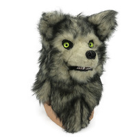 Couverture de tête de loup gris d'horreur Halloween masque en peluche mobile en latex d'animal de célébrité d'Internet pour les masques de fête de jeu en direct