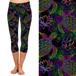 2025 Newest Buttery Soft Australia 3/4 Length <strong>Capri</strong> Tortoise Water Turtle <strong>Leggings</strong> - Product Image 2