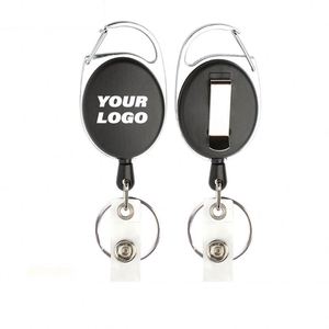 Portacredenciales Retráctil con Mosquetón, Portacredenciales Elíptico para Tarjetas de Identificación, Llavero - Product Image 1