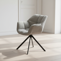Fauteuil pivotant de style moderne avec revêtement en velours vieilli, dossier matelassé, pieds en métal noir pour la maison, l'hôtel, le café, la décoration