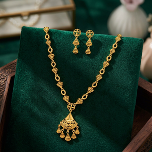 Colliers longs de mariée style Dubaï en or rempli 14K, 18K, 24K, design turc traditionnel, ensemble de bijoux de mode, vente en gros - Product Image 4