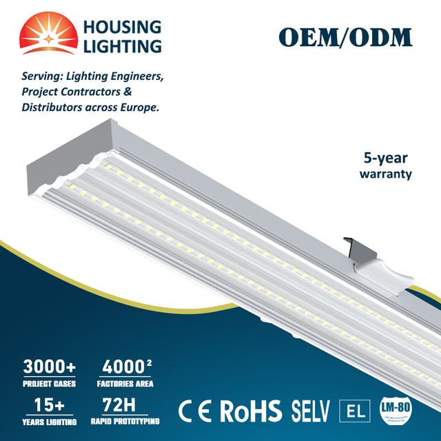 Linear Light Quick Splicing 1200mm 1450mm 45w 70w Aluminum LED Batten Industrial Modular Supermarket Lighting