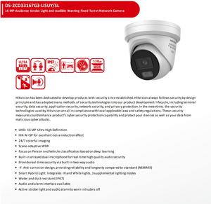 كاميرا شبكة IP جديدة أصلية من Hik بدقة 16 ميجابكسل طراز DS-2CD33167G3-LISUY/SL مع تقنية ColorVu3.0 وإضاءة ذكية هجينة ونظام AcuSense ودعم PoE وصوت ثنائي الاتجاه - Product Image 5