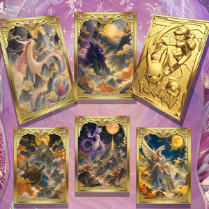 Cartes en métal émaillé 3D gravées Pokemoned Eif Baby Marshmallow Anime Japonais en gros, dorées, Fan Art, Booster, Blind Box, Jouets, Cadeaux - Product Image 3