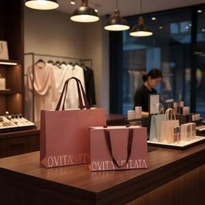 Bolsas de Papel de Lujo para Regalo con Logotipo Personalizado y Asas de Cinta para Compras en Boutiques de Alta Gama - Product Image 3