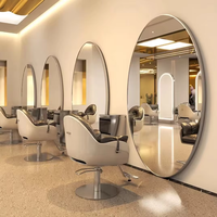 Moderno Espejo de Cuerpo Completo Dorado para Salón con Iluminación Estación de Estilismo Muebles para Peluquerías y Barberías