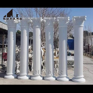 QUYANG, estilo europeo decorativo, diseño de construcción de lujo, Natural pilares redondos de piedra, columna romana de mármol blanco - Product Image 6