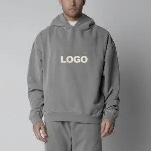 Pas de poches pas de ficelle unisexe sweat boxy à capuche hommes fabricants lavage à l'acide hommes sweats à capuche sweats logo personnalisé 7 acheteurs