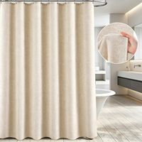 Rideau de Douche en Polyester, Lin et Bambou, Tissu Uni, Rideau de Séparation pour Salle de Bain, Rideau de Douche Imperméable