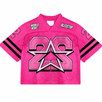 T-shirt surdimensionné pour homme Blesstop, col en V, style jersey, tissu en maille 220 GSM, impression graphique personnalisée, manches courtes, streetwear