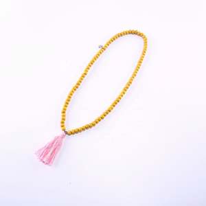 Collier de perles en bois jaune personnalisé ensemble de bijoux de mode colliers à pampilles pour femmes fille - Product Image 6