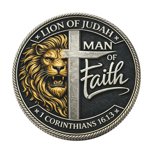 Moneta Commemorativa Stock <span class=keywords><strong>Man</strong></span> of Faith, Artigianato in Metallo, Decorazione con Versetto Biblico Vigile e Forte, Regalo da Collezione per la Fede - Product Image 3