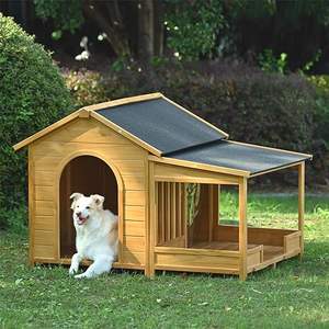 Nichoir pour chien <span class=keywords><strong>en</strong></span> <span class=keywords><strong>bois</strong></span> d'extérieur résistant aux intempéries et au soleil, habitat pour animaux de compagnie, jardin, style durable, spacieux, matériau écologique - Product Image 1