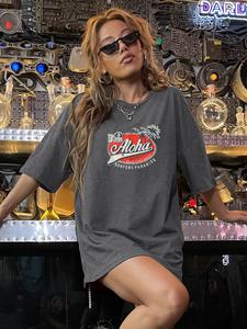 Kaos oblong katun 100% ukuran ekstra besar untuk pria dan wanita dengan desain cetak, kaos oblong streetwear pria berat - Product Image 2