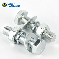 LEKON Vente en gros Vis à tête hexagonale M8 M10 M12 Grade 8.8 10.9 HDG à filetage complet avec écrous et rondelles sur mesure