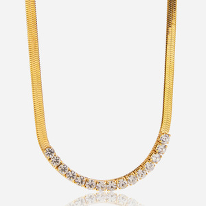 Stainless Steel Rhinestone Blade Necklace For Women Autumn Winter Sweater <b>Chain</b> <b>Cross</b> Border Jewelry Niche Design - Product Image 1