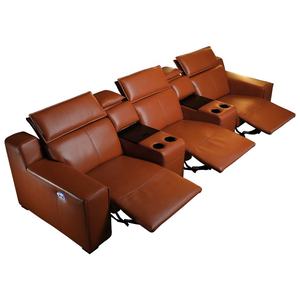 Роскошное красное кожаное электрическое откидное сиденье для кинотеатра, мебель для медиа-комнаты, кинотеатр, с подстаканником и USB-экраном - Product Image 4