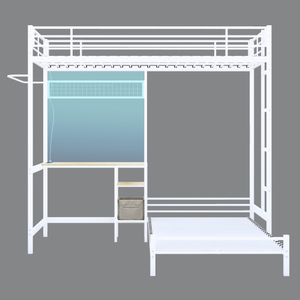 Litera doble sobre individual de metal con escalera resistente hasta el suelo, literas de acero de alta resistencia para niños y adultos - Product Image 4