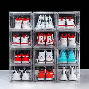 1 Pack Foldable <b>Stackable</b> Magnetic Plastic Acrylic Single Tier European Style Living Room Sneaker <b>Storage</b> Shoe <b>Box</b> Clear Lid - Product Image 2