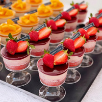 Vente directe : Gobelet jetable en plastique épais, haut, pour pudding, mousse, crème glacée, crème dessert, pour mariages et fêtes