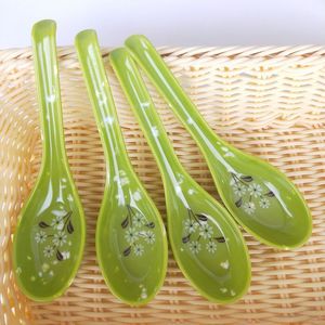 Green Melamine Spoon Imitation Porcelain Design For Restaurant Use - Product Image 1
