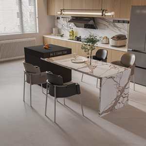 Illusion dorée, décoration murale ignifuge résistante aux rayures et à l'usure avec des dalles de pierre artificielle en pierre frittée polie - Product Image 2