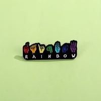 Broche en émail Arc-en-ciel Fierté Langue des signes ASL, Égalité, Main, Épingle de revers