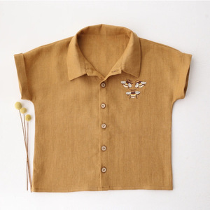 Kemeja Lengan Pendek Katun Linen Bordir untuk Bayi Balita Laki-laki Musim Panas - Product Image 3