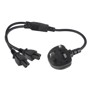 35cm Power Cable <strong>Cord</strong> <strong>Computer</strong> Y Splitter Power <strong>Extension</strong> <strong>Cord</strong> Fused UK 3pin to 2x IEC C5 <strong>Socket</strong> Splitter Cable - Product Image 3