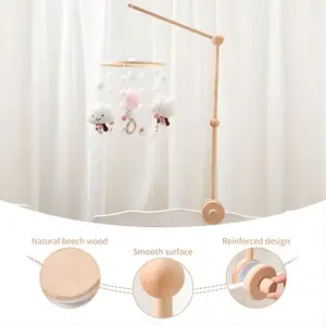 Hot Selling Nursery Wooden Crib Bell Bracket Mosquito Net Hanging Rod Crib Mobile For Baby