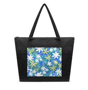 Bolsa de compras personalizada de gran capacidad, ecológica y reutilizable, con diseño de flores tropicales hawaianas. - Product Image 3