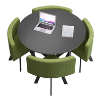 Ensemble de table et de chaises de salle à manger carrée en bambou simple 4 places Style nordique Meubles de salle à manger pour le bureau et les loisirs